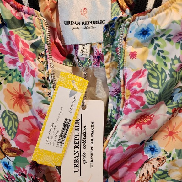 Urban Republic Girls Floral Bomber Jacket L 14/16 NWT • Stitch Fix Exclusive - Picture 7 of 10